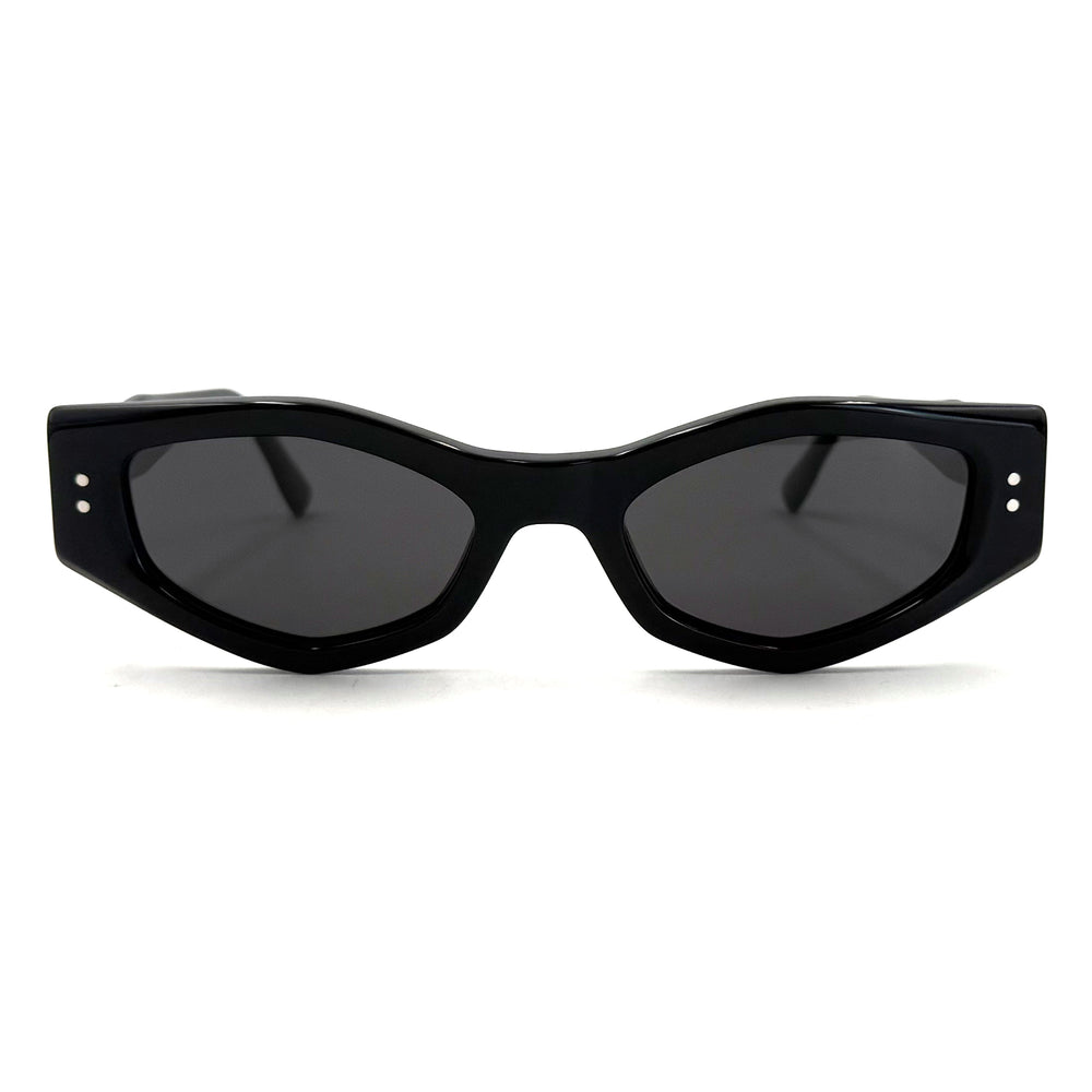 MiGAFAS F0187S Black cat-eye acetate sunglasses, front view