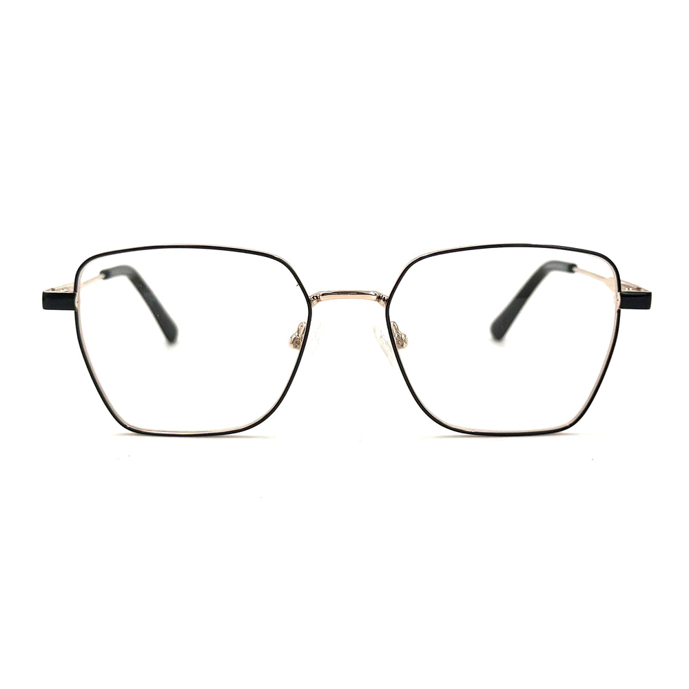 MiGAFAS XK4715 Black metal geometric butterfly eyeglasses front view