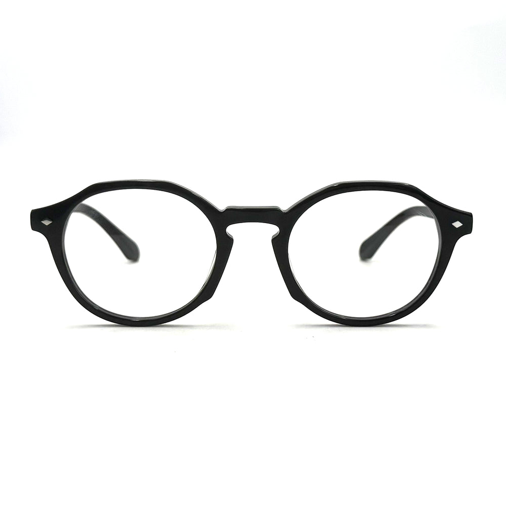 MiGAFAS CRM5150 black Boston acetate eyeglasses, front view