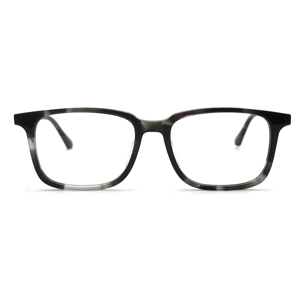 MiGAFAS MM224 gray wood-grain square acetate eyeglasses, front view