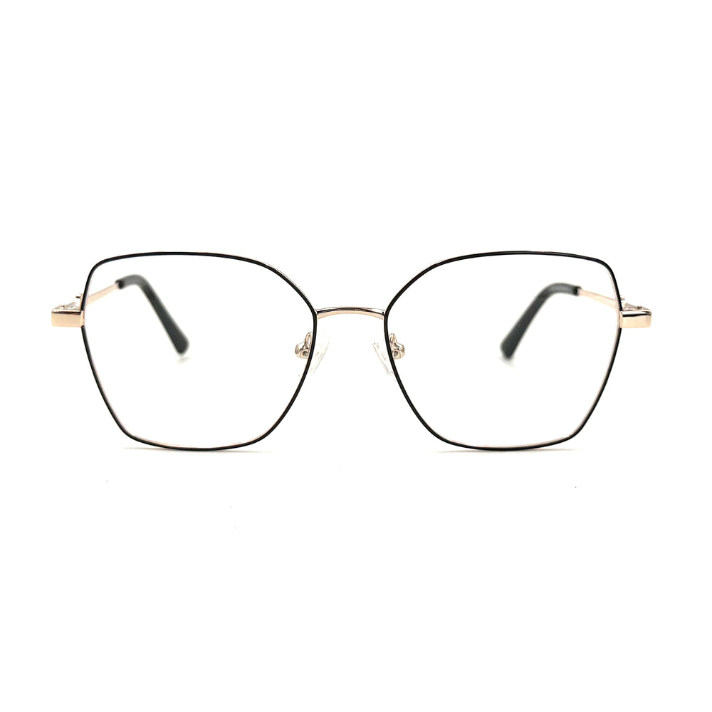 MiGAFAS XK4712 Black Metal geometric butterfly eyeglasses front view