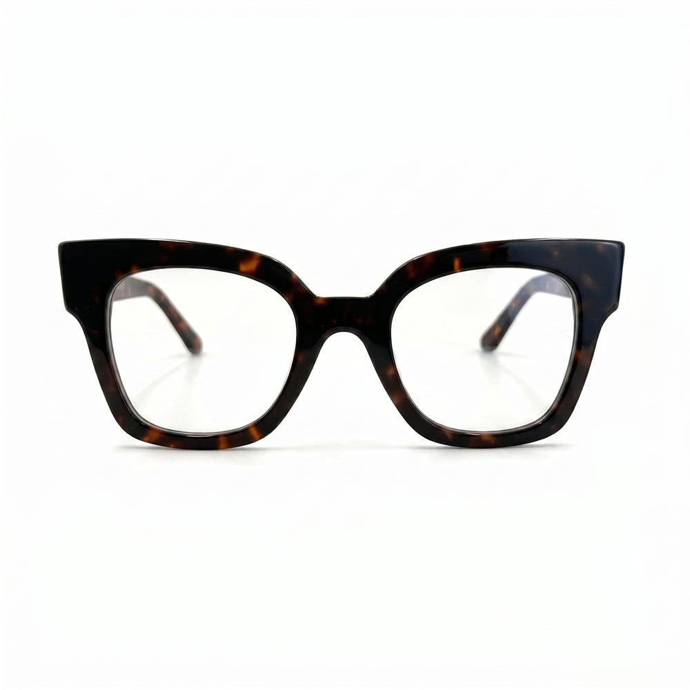 MiGAFAS FR6135 Havana butterfly acetate prescription eyeglasses, front view