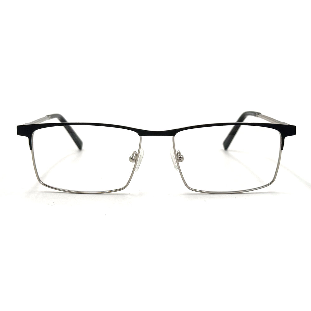 MiGAFAS XK4764 Black stainless steel browline eyeglasses front view
