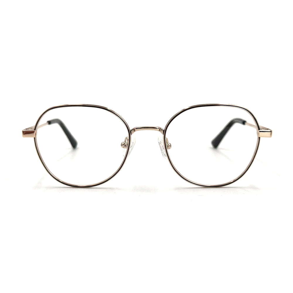MiGAFAS XK4718 Black Metal crown panto eyeglasses front view
