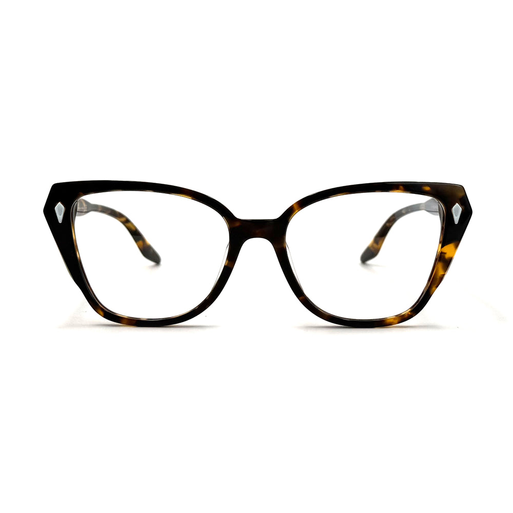 MiGAFAS F6816 Havana acetate cat-eye eyeglasses front view
