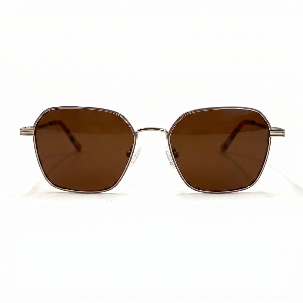 MiGAFAS XK4768S Pink polygon metal sunglasses, front view