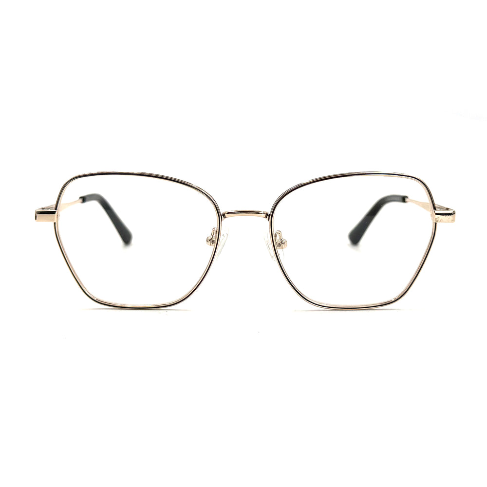 MiGAFAS XK4714 Black metal geometric butterfly eyeglasses front view