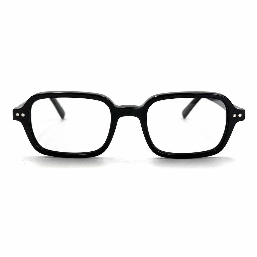MiGAFAS F6004 Black square acetate prescription eyeglasses, front view