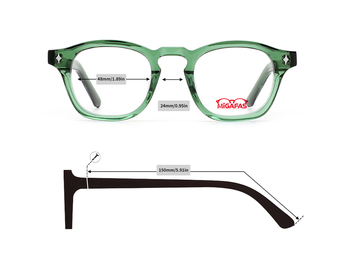 Round Acetate Eyeglasses - E4412 frame measurements