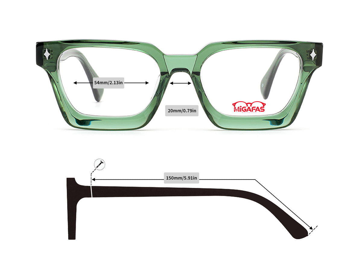 Square Acetate Eyeglasses - E4413 frame measurements