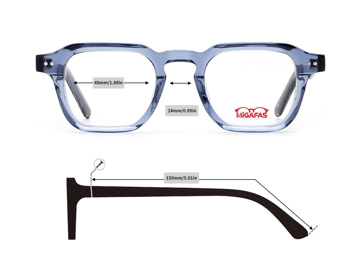 Square Acetate Eyeglasses - E4414 frame measurements