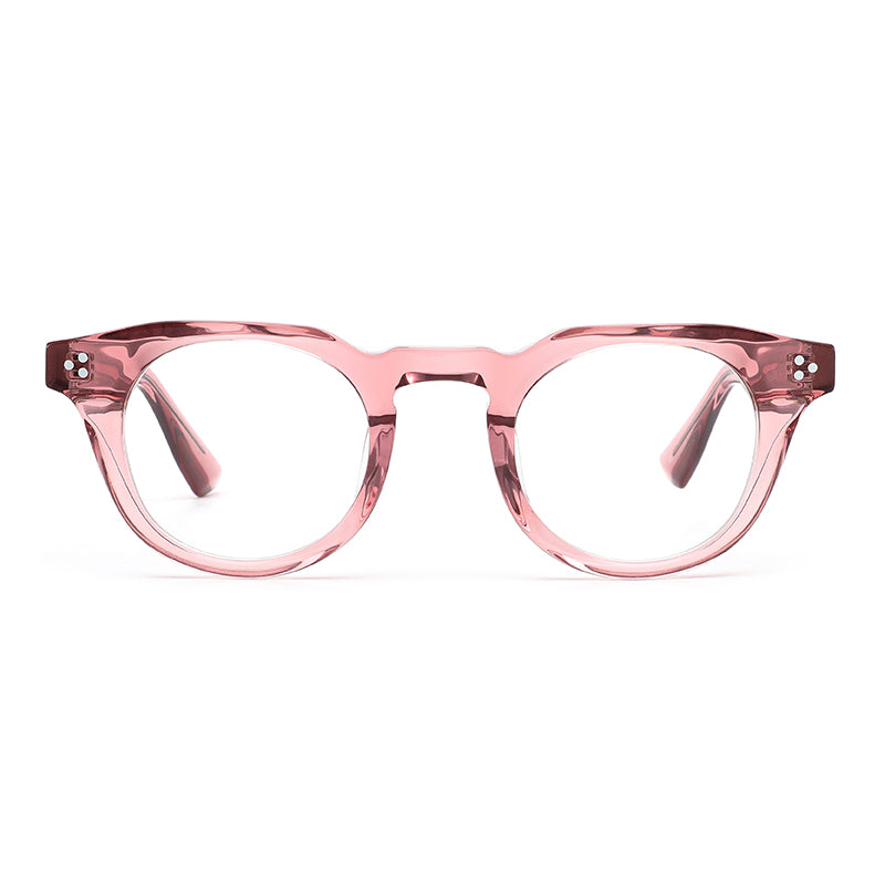 MiGAFAS E4417 Pink acetate round eyeglasses front view