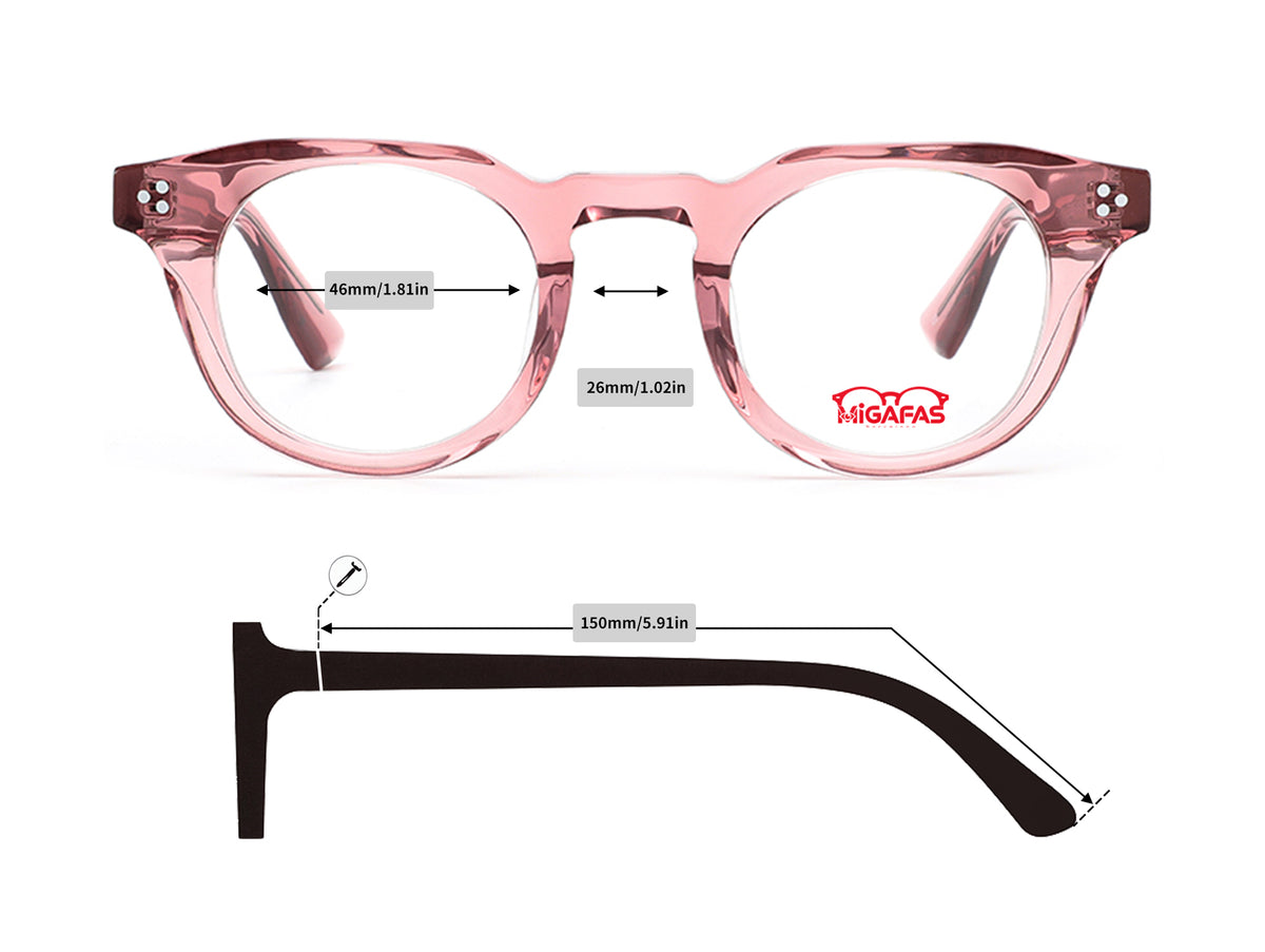 Round Acetate Eyeglasses - E4417 frame measurements
