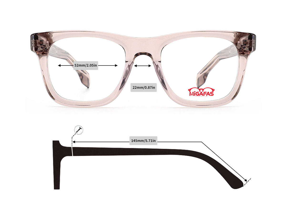 Square Acetate Eyeglasses - E4430 frame measurements