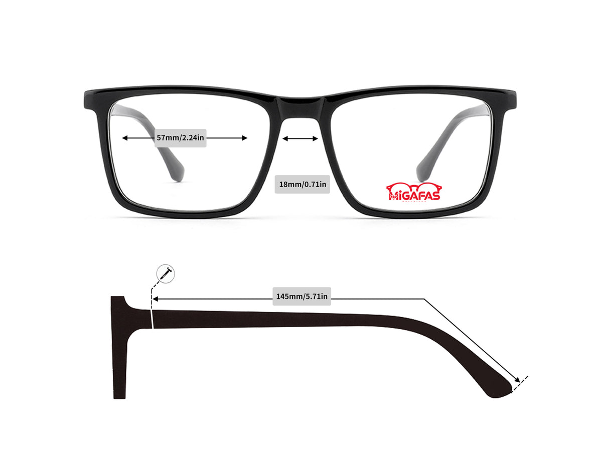 Rectangle Acetate Eyeglasses - E4433 frame measurements