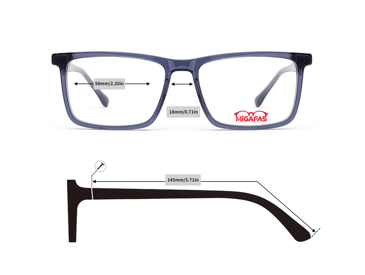 Square Acetate Eyeglasses - E4436 frame measurements