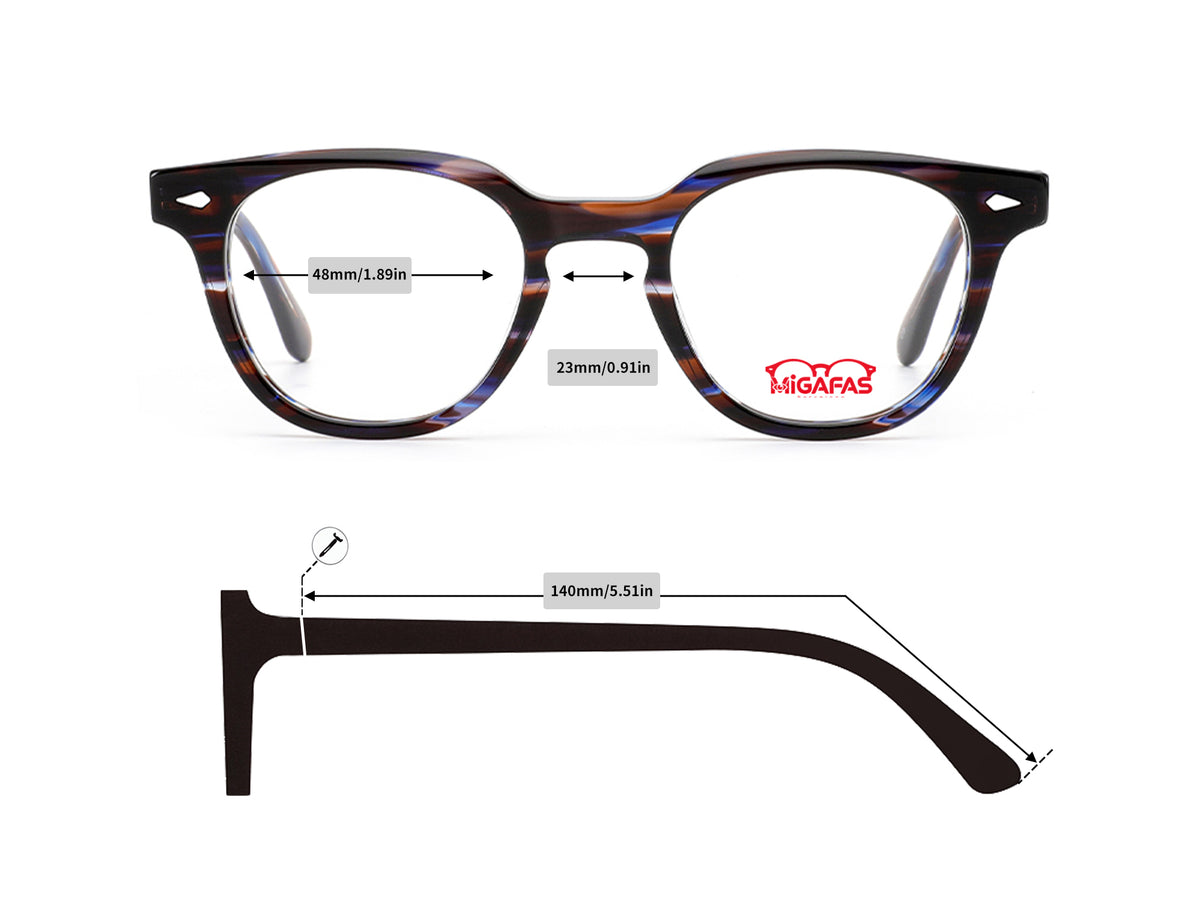 Round Acetate Eyeglasses - E4437 frame measurements
