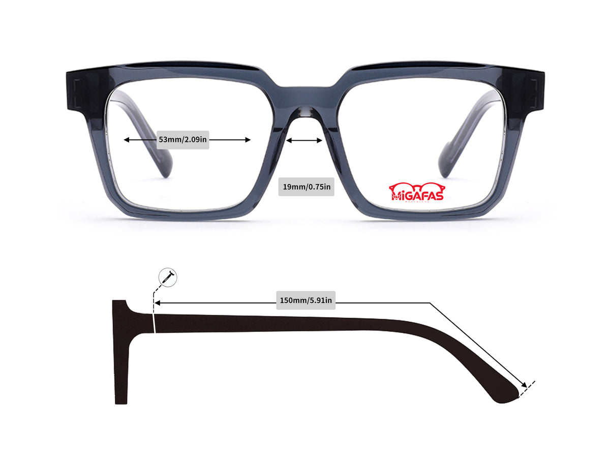 Square Acetate Eyeglasses - E4438 frame measurements