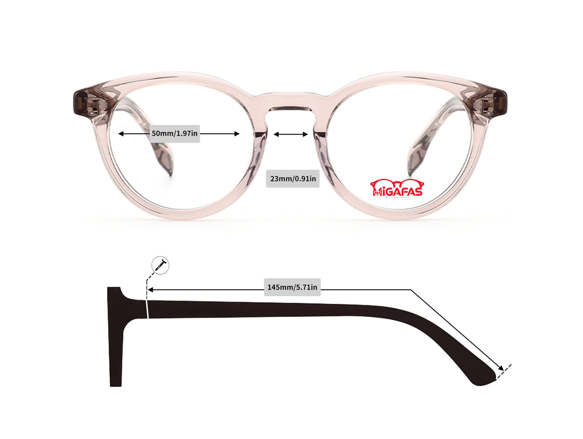 Round Acetate Eyeglasses – E4441 frame measurements