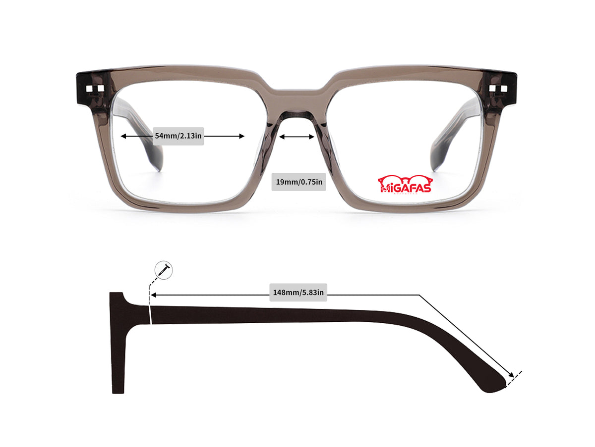 Square Acetate Eyeglasses - E4442 frame measurements