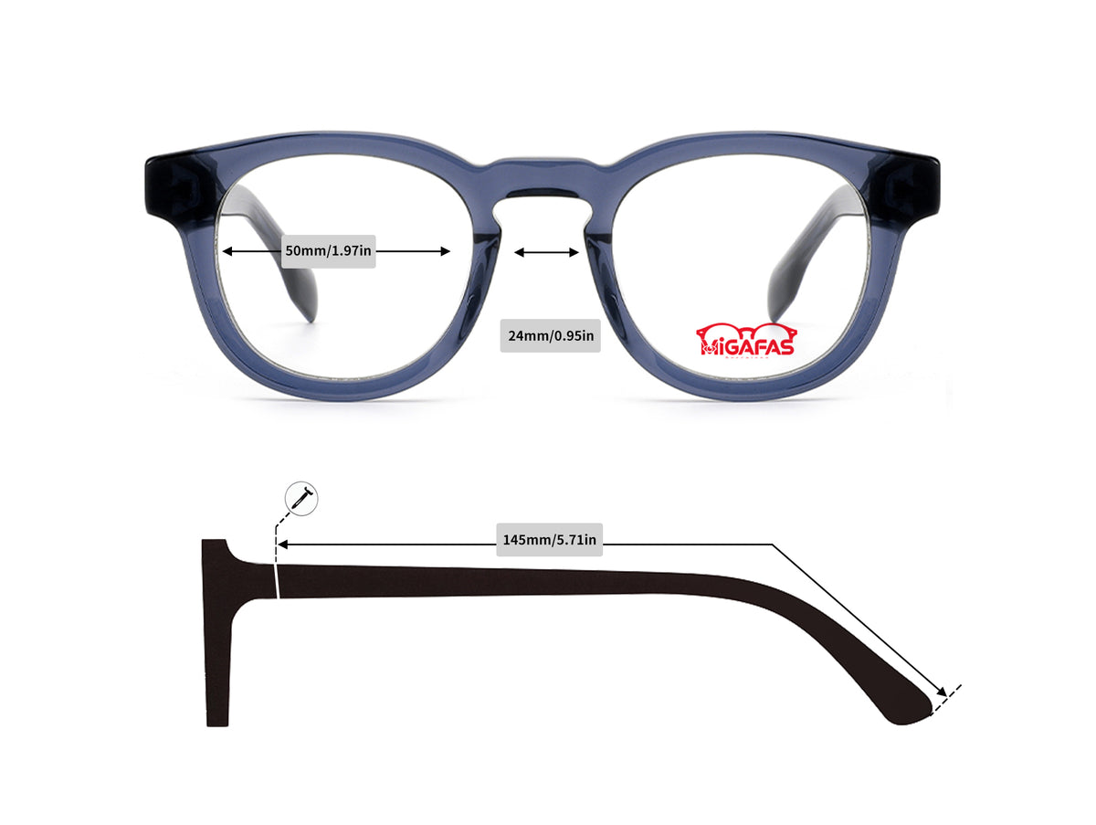 Round Acetate Eyeglasses - E4443 frame measurements