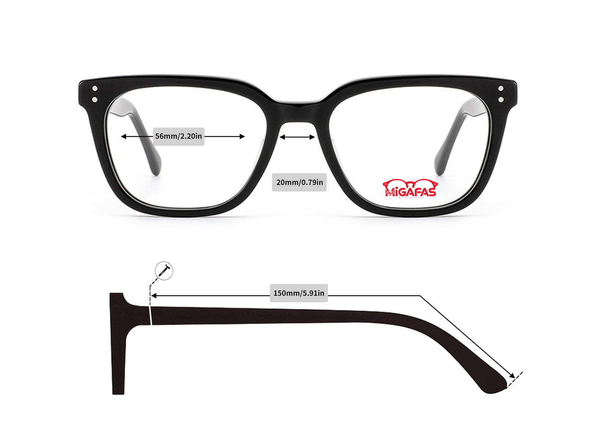 Square Acetate Eyeglasses - E4460 frame measurements