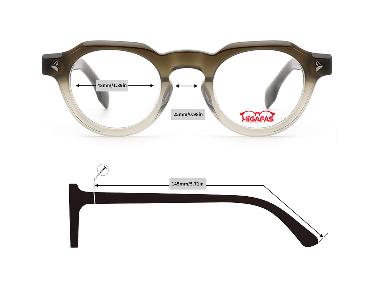 Round Acetate Eyeglass Frames – E4461 frame measurements