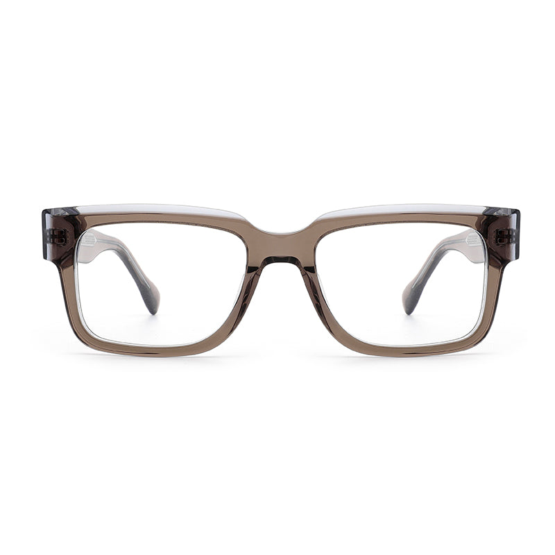 MiGAFAS E4466 Brown acetate rectangle eyeglasses front view