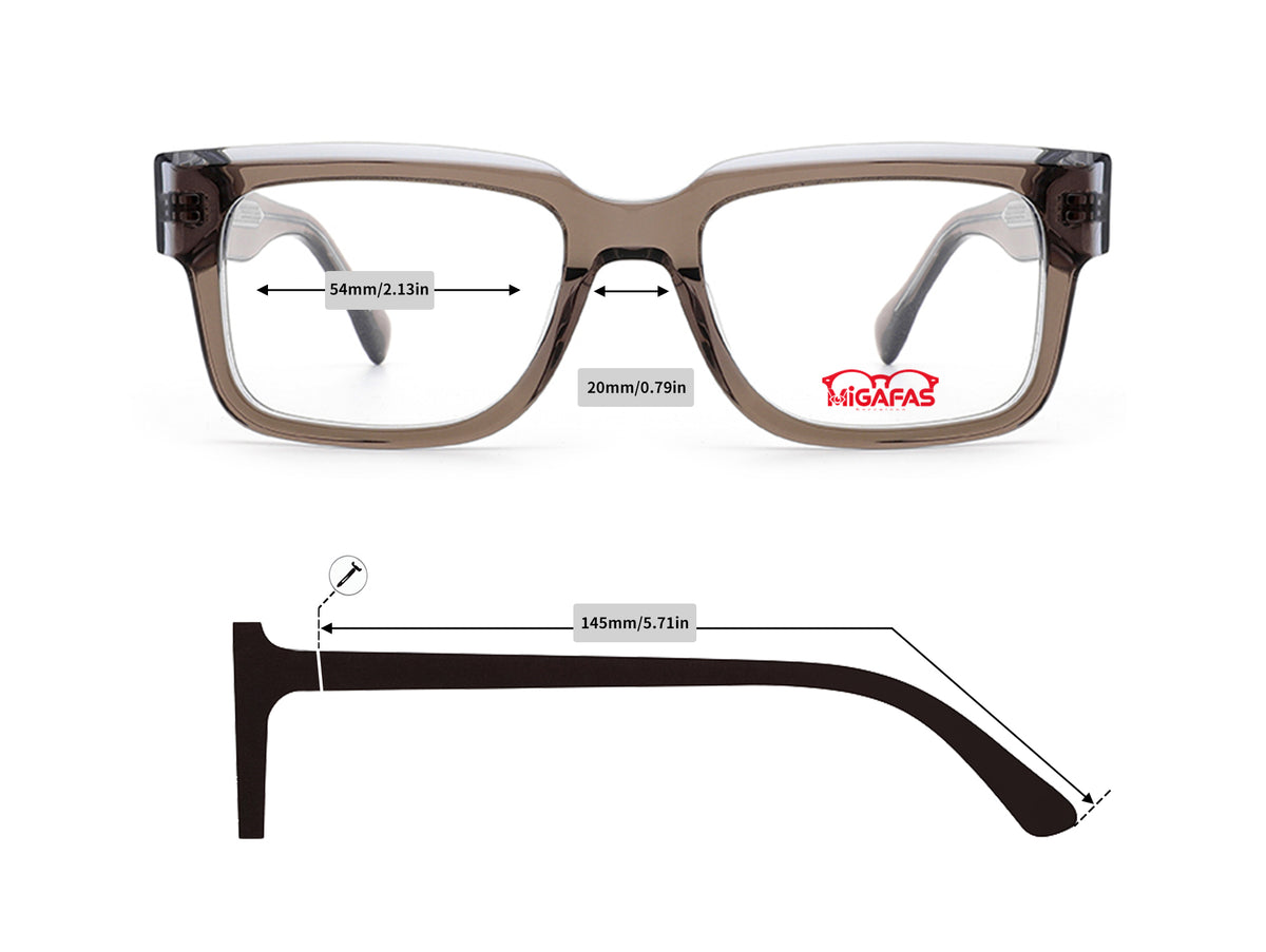 Rectangle Acetate Eyeglasses - E4466 frame measurements