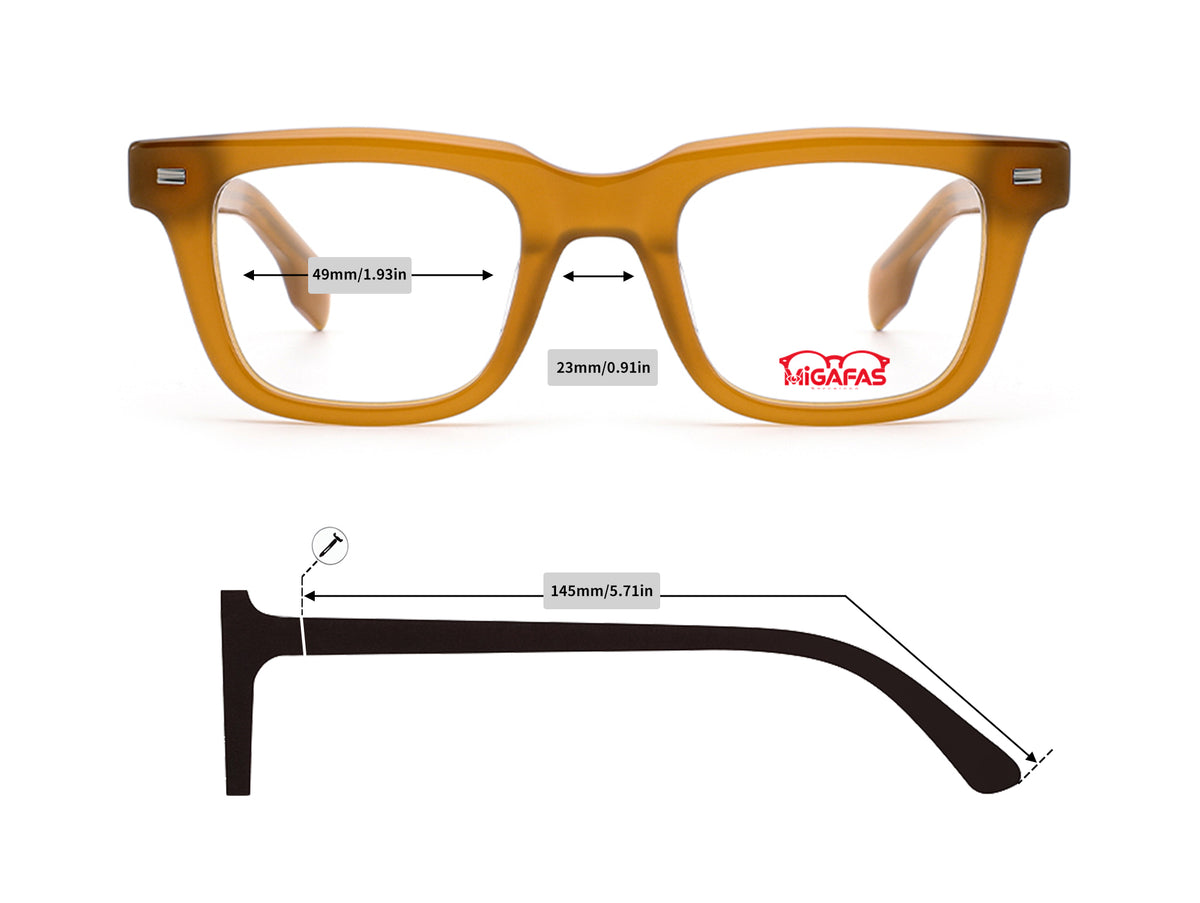 Square Acetate Eyeglasses - E4471 frame measurements