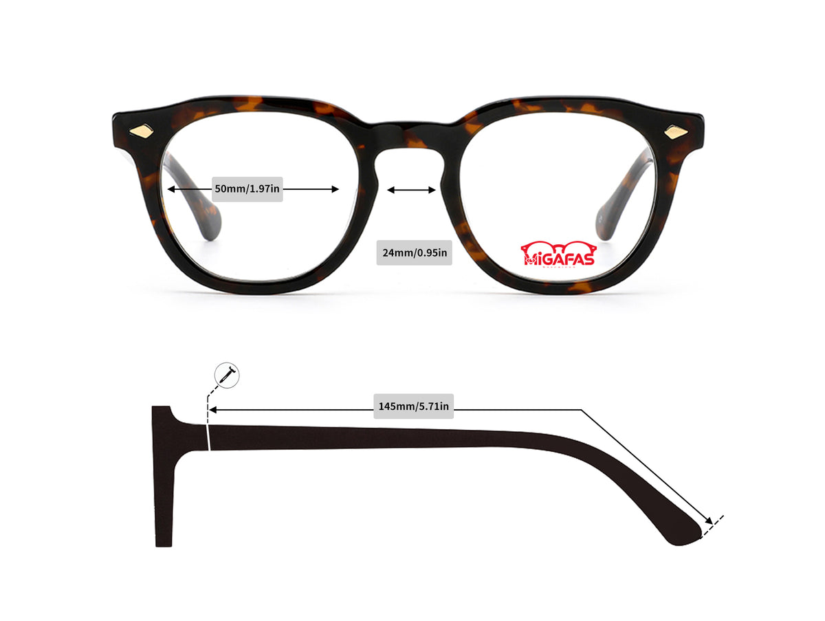 Round Acetate Eyeglasses - E4474 frame measurements