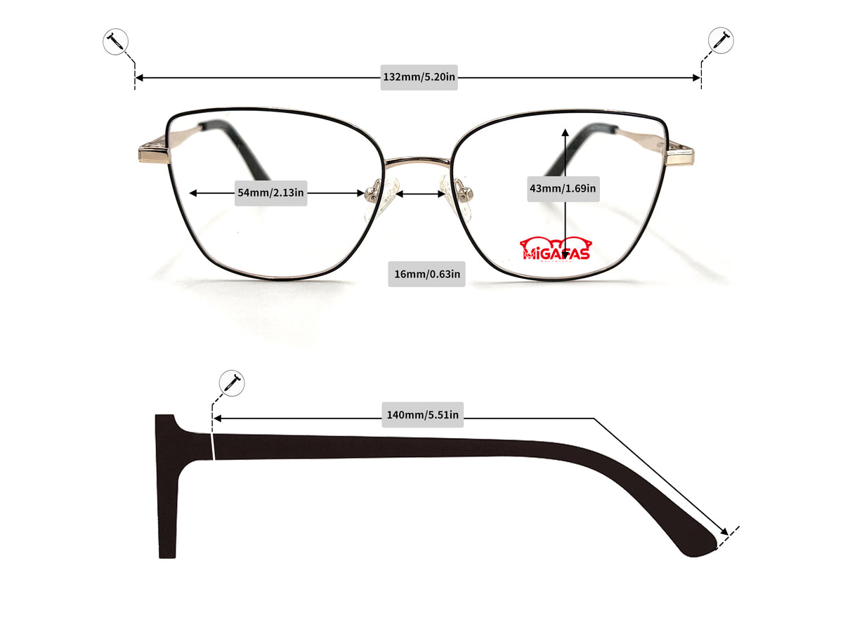 Cat Eye Metal Sunglasses - XK4719S frame measurements