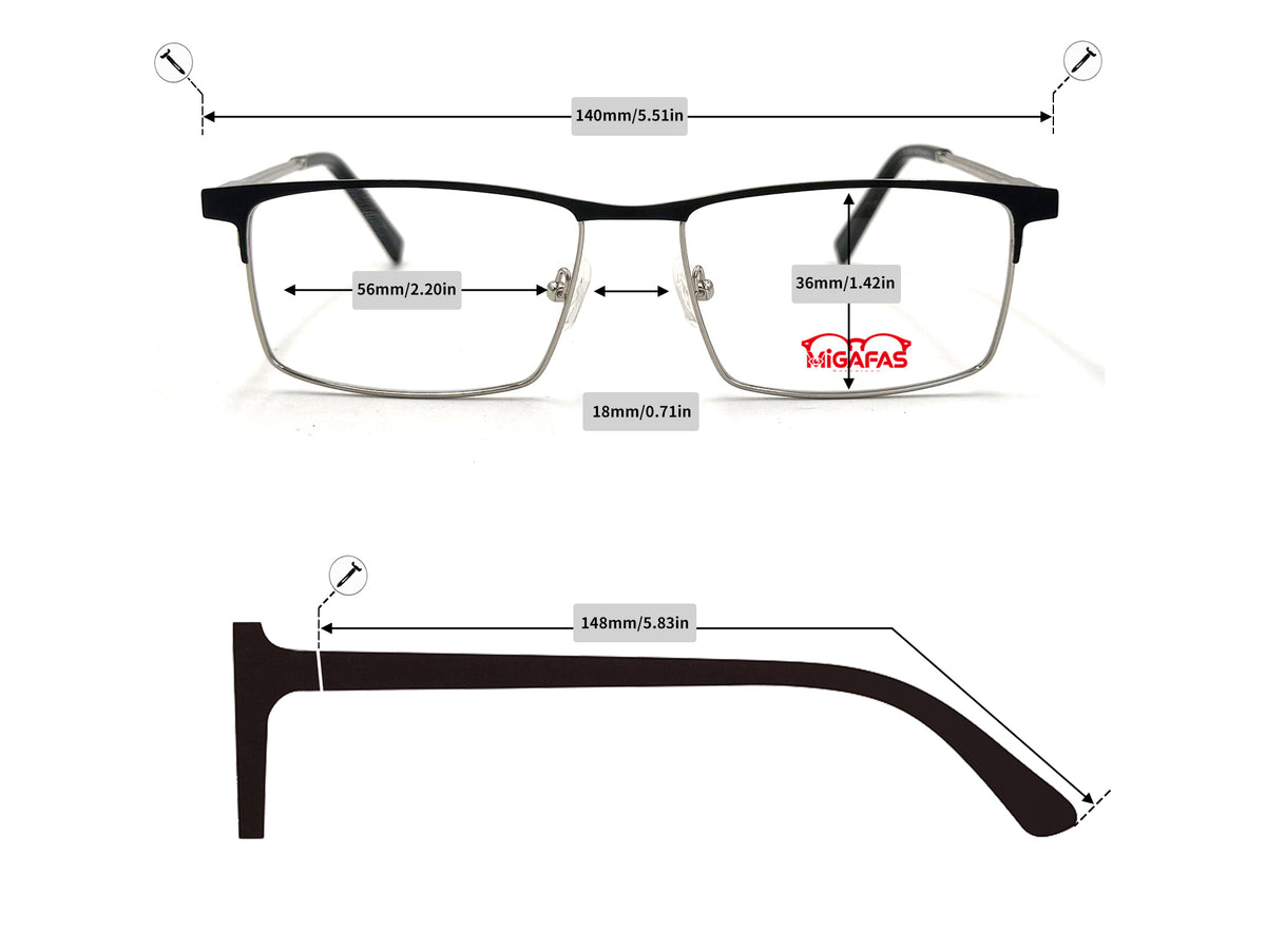 Browline Stainless Steel Eyeglasses - XK4764 frame measurements