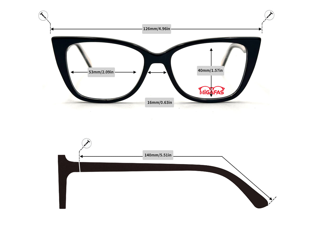 Cat Eye Acetate Sunglasses - BR6614S frame measurements