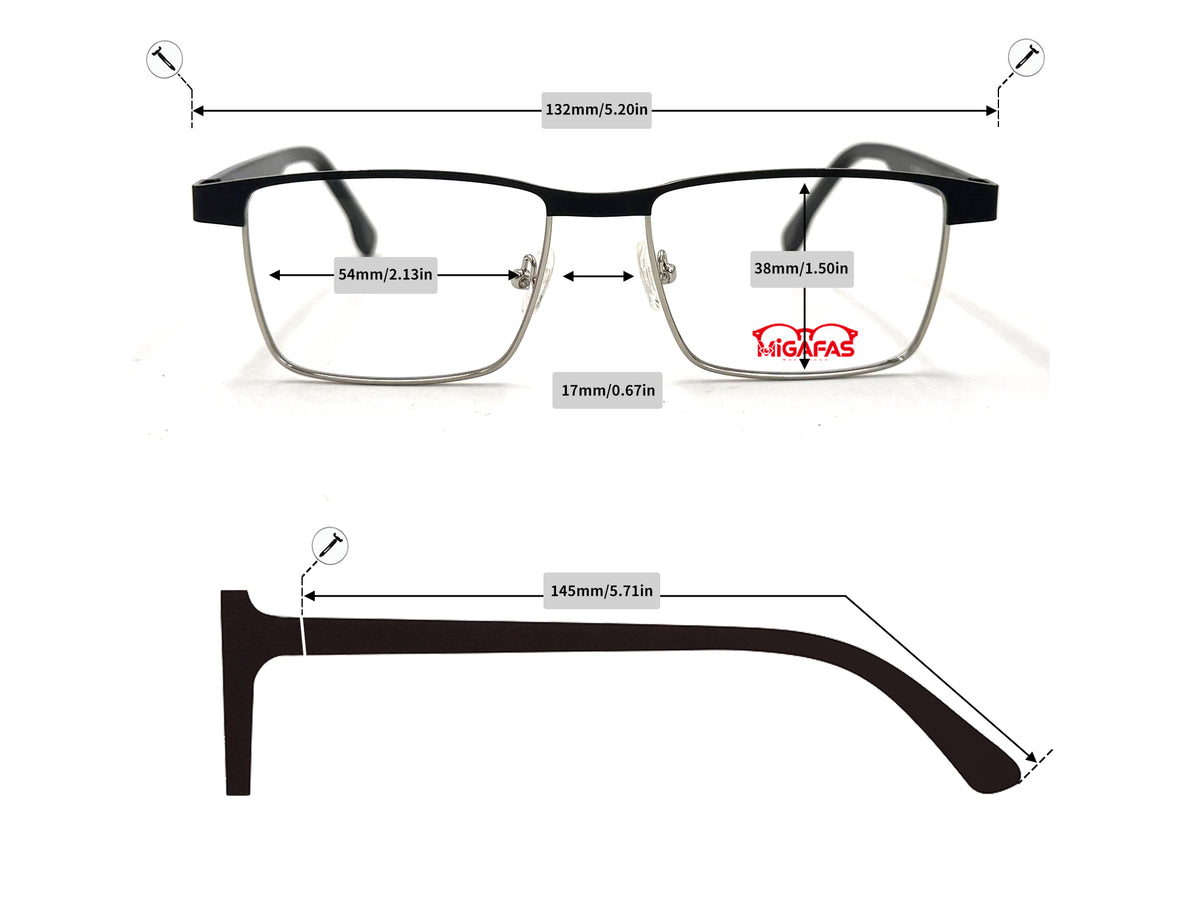 Browline Stainless Steel Eyeglasses - XK4737 frame measurements