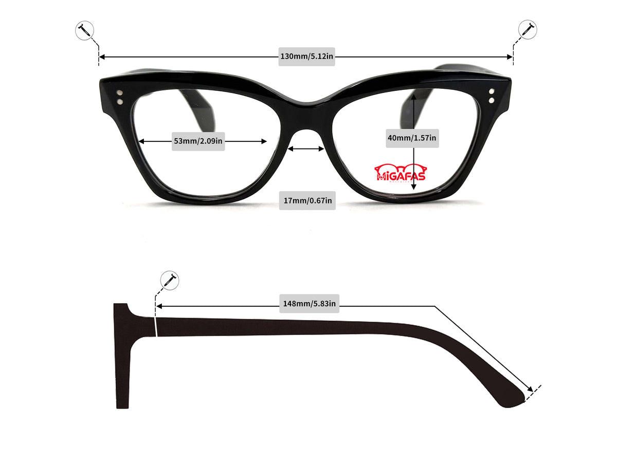 Cat Eye Acetate Sunglasses - F0139S frame measurements