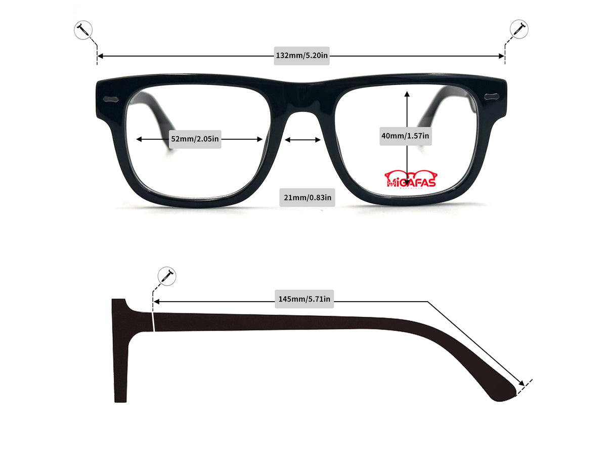 Wellington Acetate Eyeglasses - QSZ5813 frame measurements