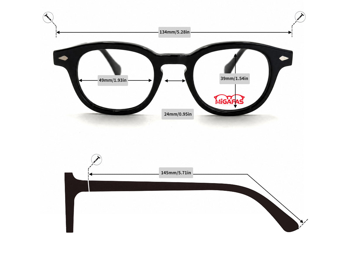 Round Acetate Eyeglasses - F6676 frame measurements