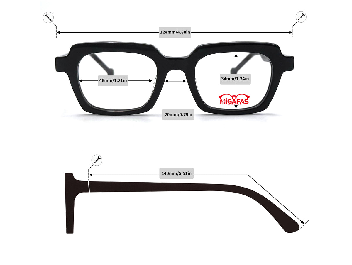 Rectangle Acetate Sunglasses - CRM5140S frame measurements