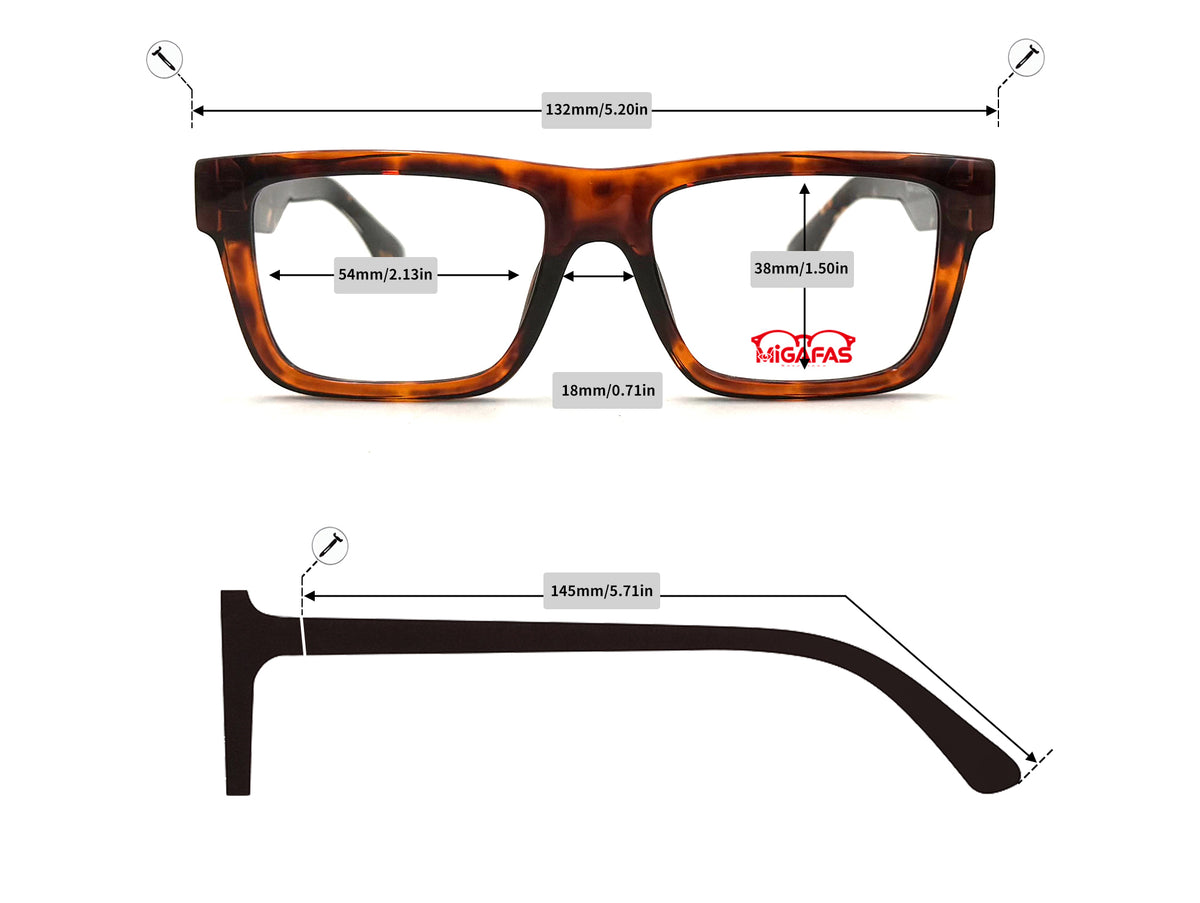 Square Acetate Eyeglasses - QSZ5612 frame measurements