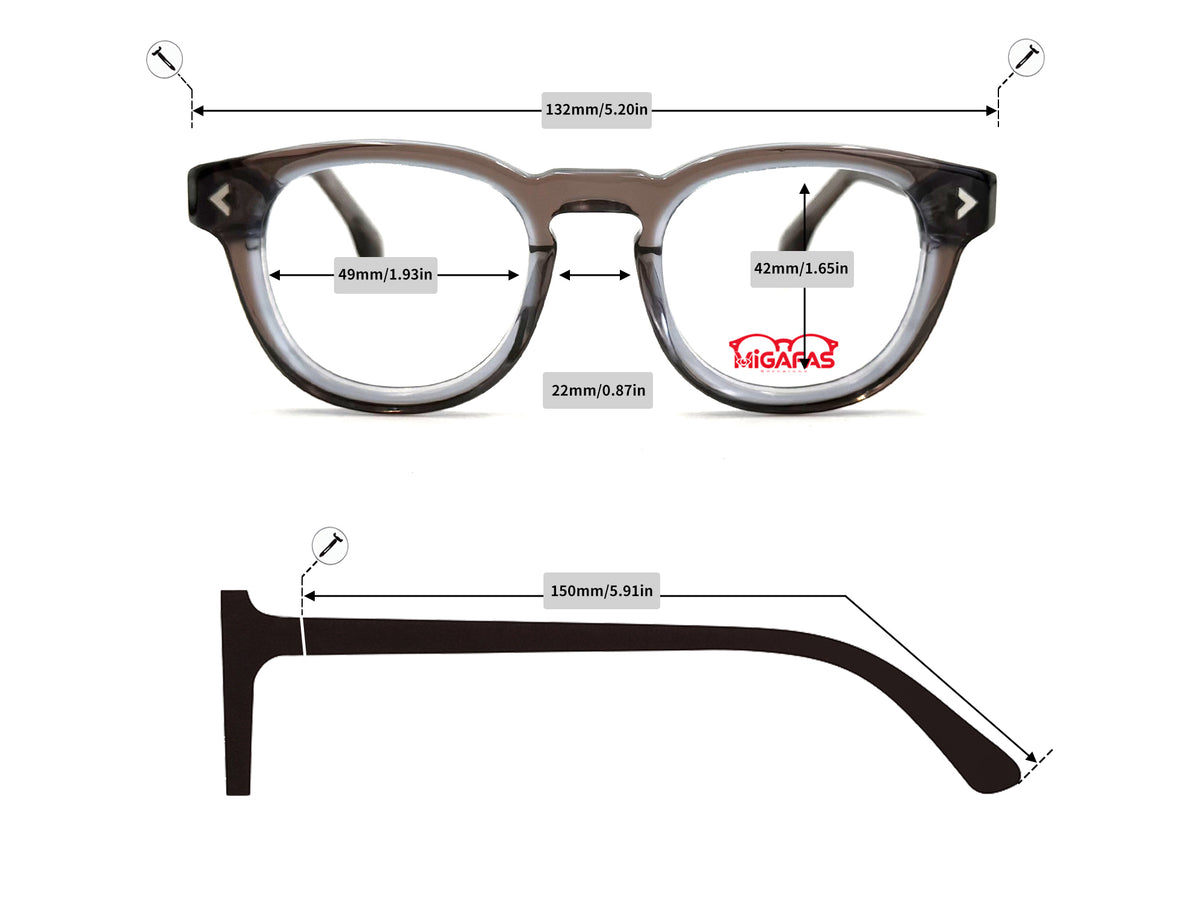 Round Acetate Eyeglasses - F0116 frame measurements