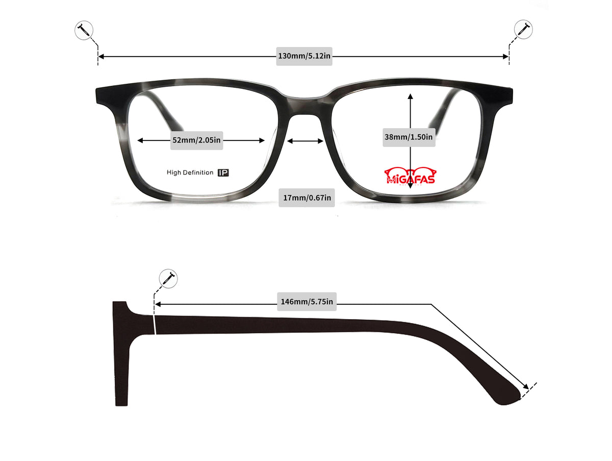 Wellington Acetate Eyeglasses - MM224 frame measurements