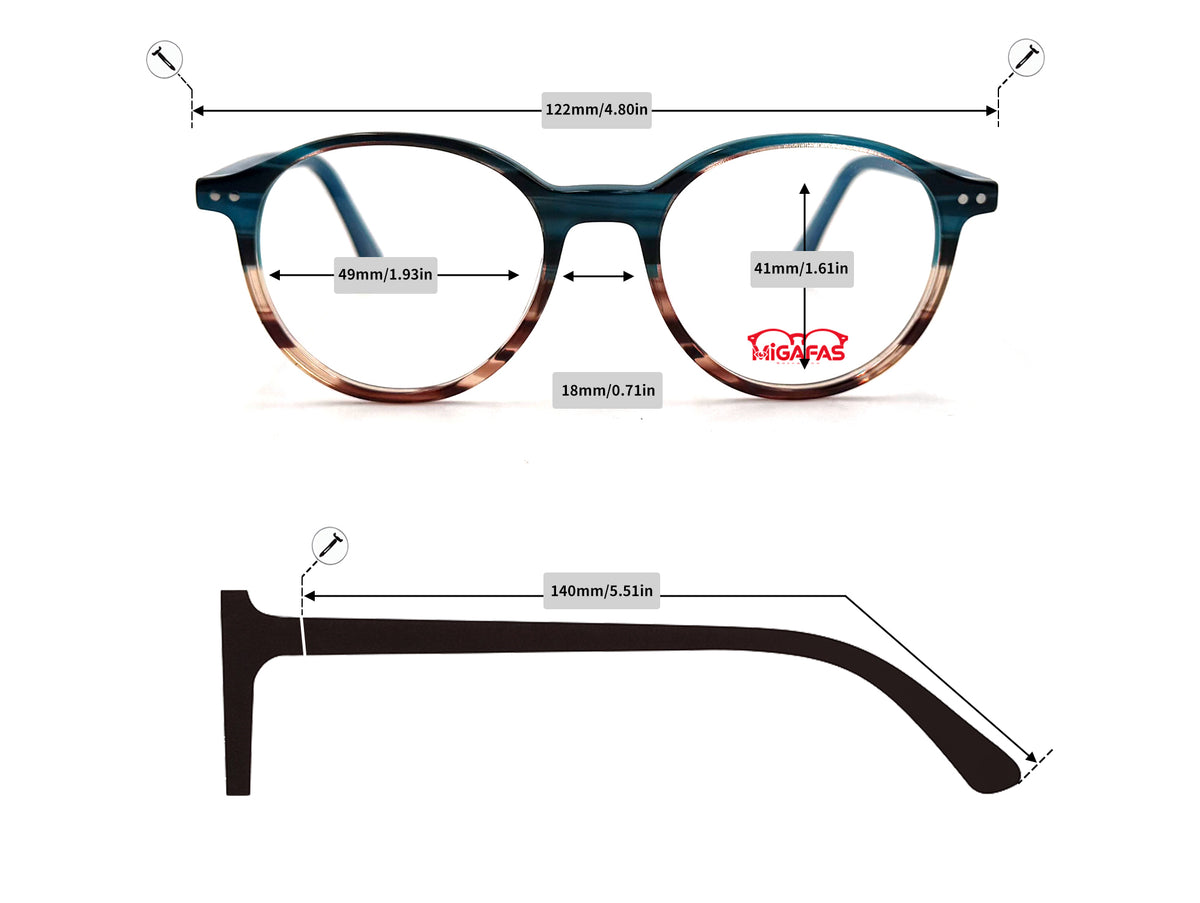 Boston Acetate Eyeglasses - EG3316 frame measurements