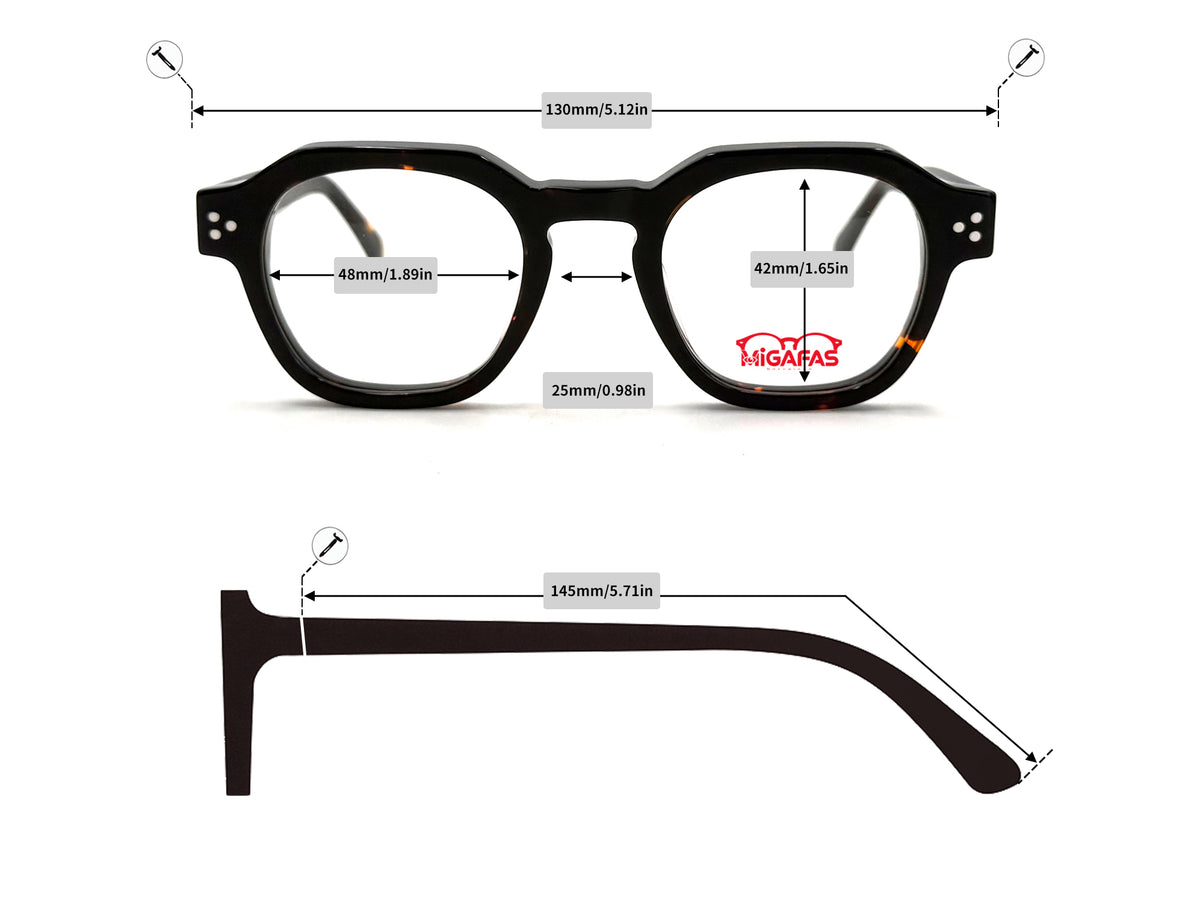 Crown Panto Acetate Eyeglasses - FR6965 frame measurements