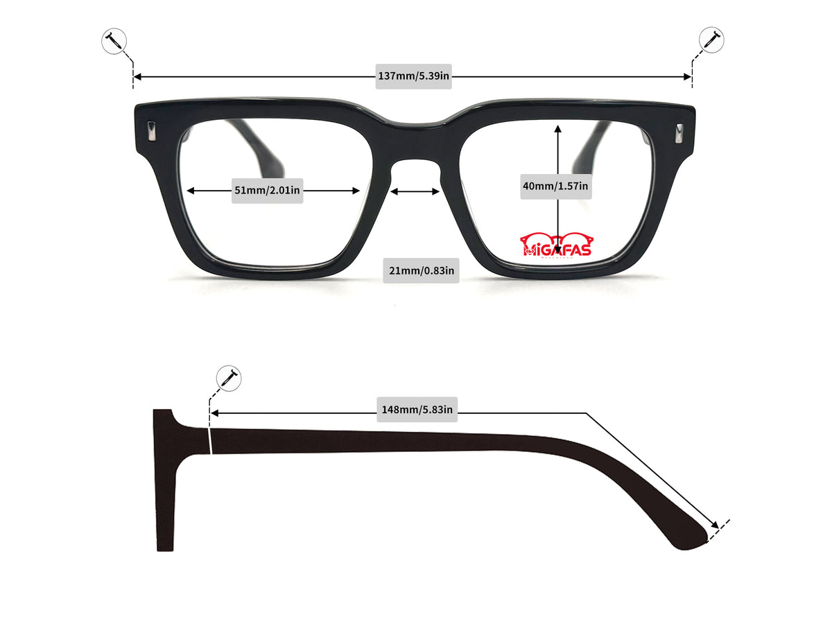 Square Acetate Sunglasses - QSZ7124S frame measurements