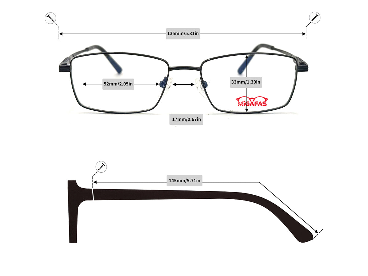 Rectangle Titanium Eyeglasses - ZR4315 frame measurements