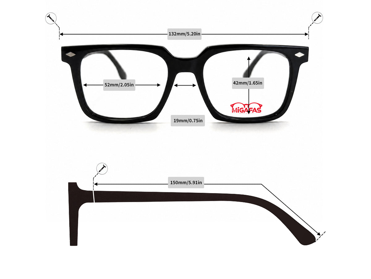 Square Acetate Eyeglasses - F0131 frame measurements