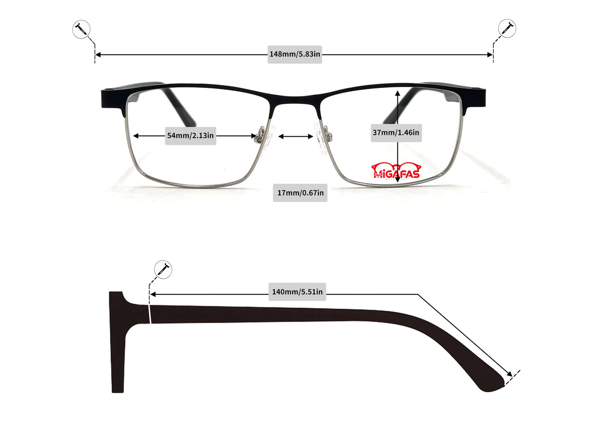 Browline Metal Eyeglasses - XK4738C frame measurements