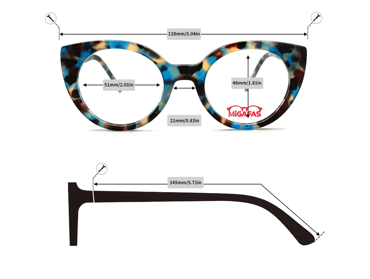 Cat Eye Acetate Eyeglasses - FR6136 frame measurements