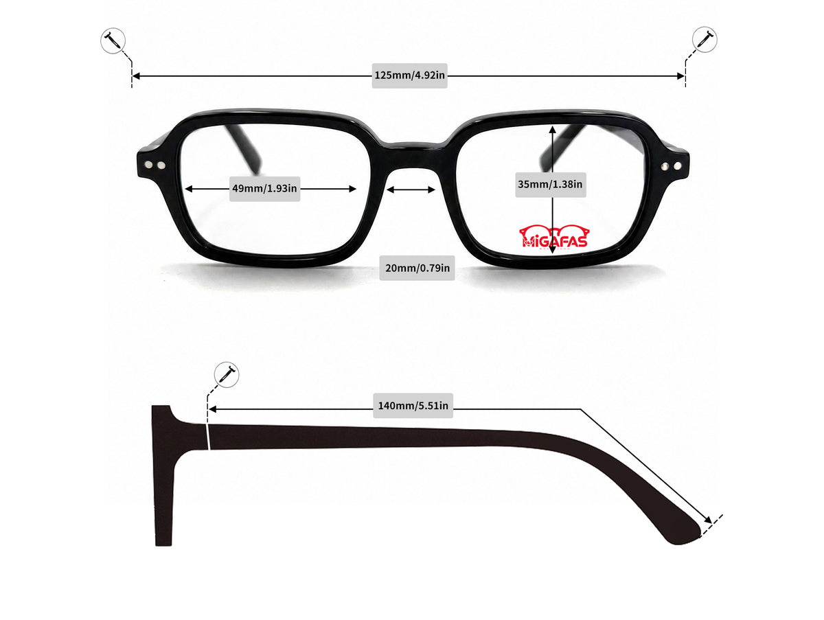 Rectangle Acetate Eyeglasses - F6004 frame measurements
